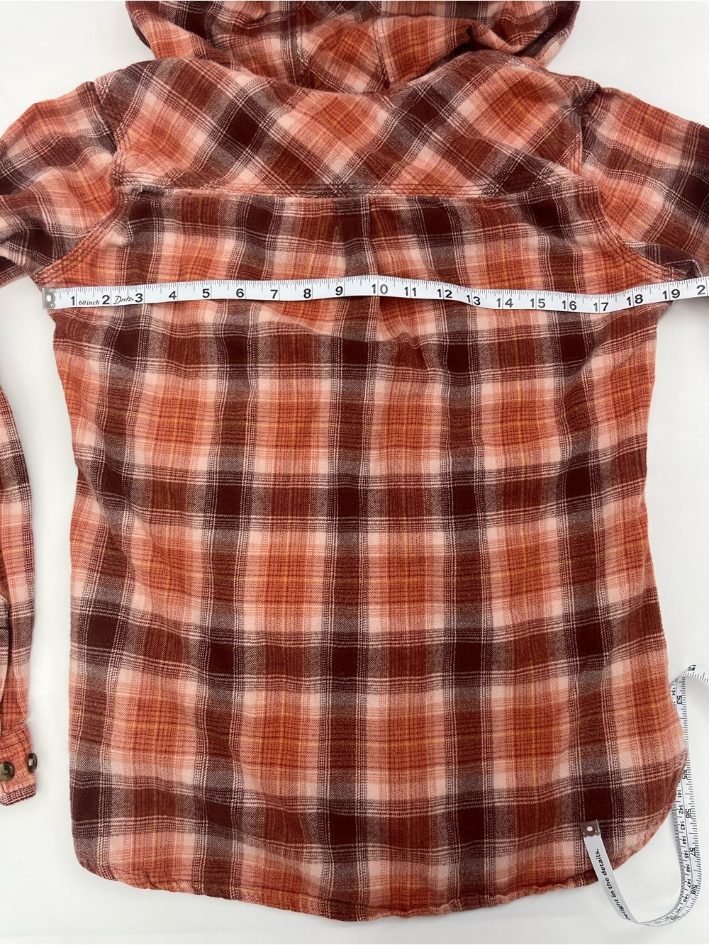Carhartt Peach Plaid Flannel Button-Up Hoodie - Picture 5 of 6